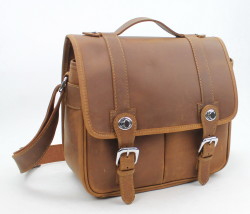 full grain leather camera iPad bag